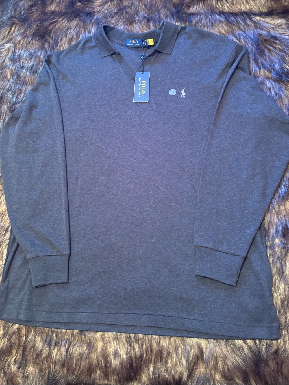Polo by Ralph Lauren Heathered Grey Long Sleeve Polo
